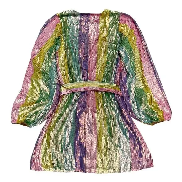 Show Me Your Mumu Wear Me Out Dress in Rainbow Stripe Sequins size Small - Picture 8 of 13